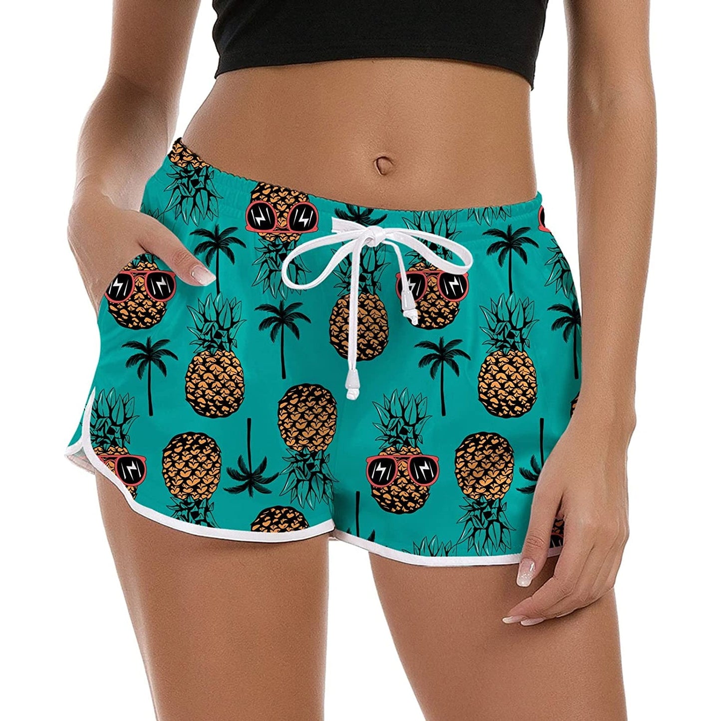 Cool Palm Tree Pineapple Funny Board Shorts for Women
